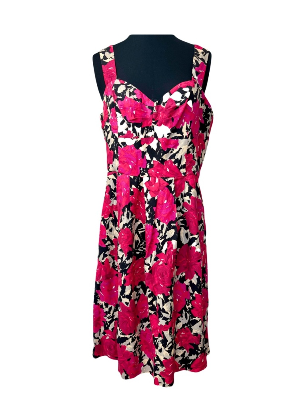 Donna Ricco | Colorful Linen Blend Sleeveless Floral A-Line Dress, Size 12